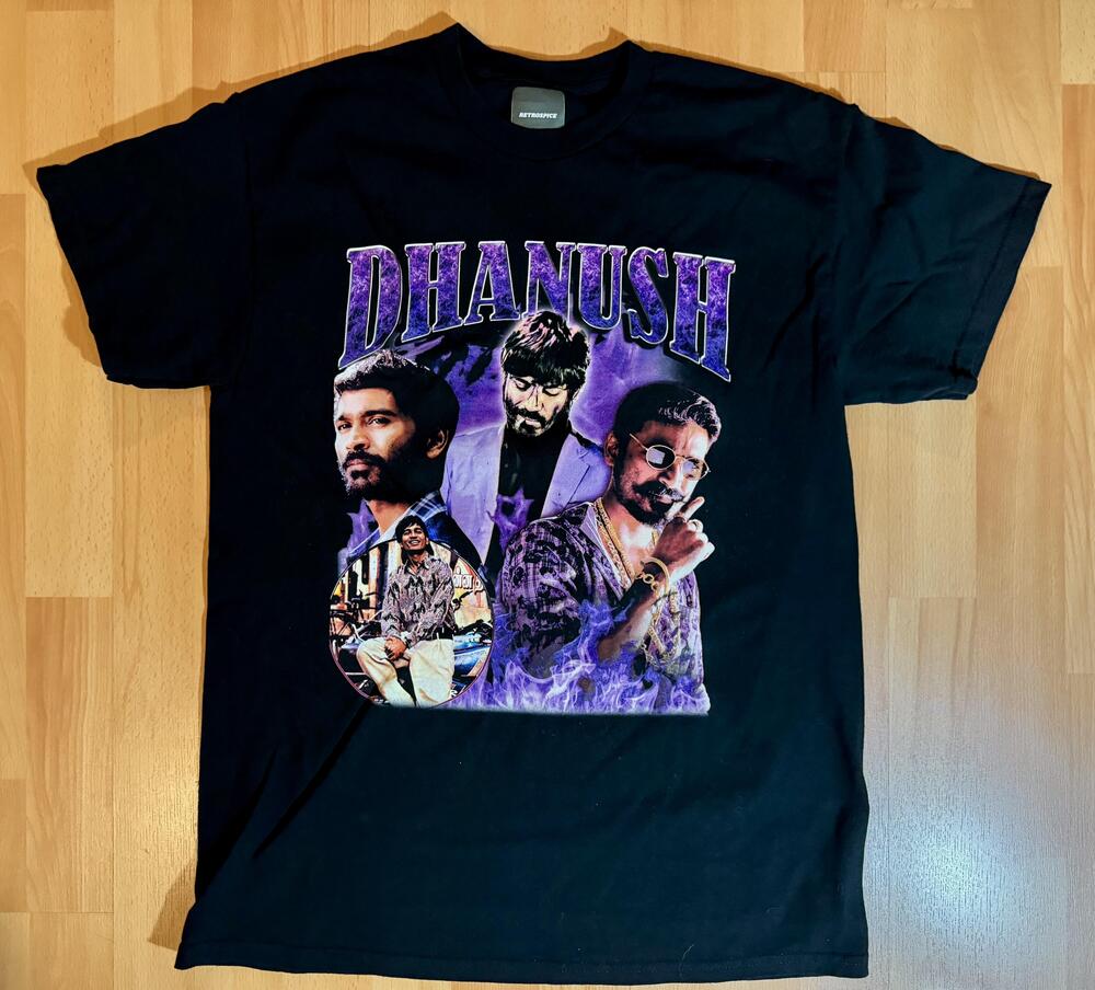 Dhanush Shirt Mens Medium Retropsice Tamil Actor Graphic Tee Kollywood Movie